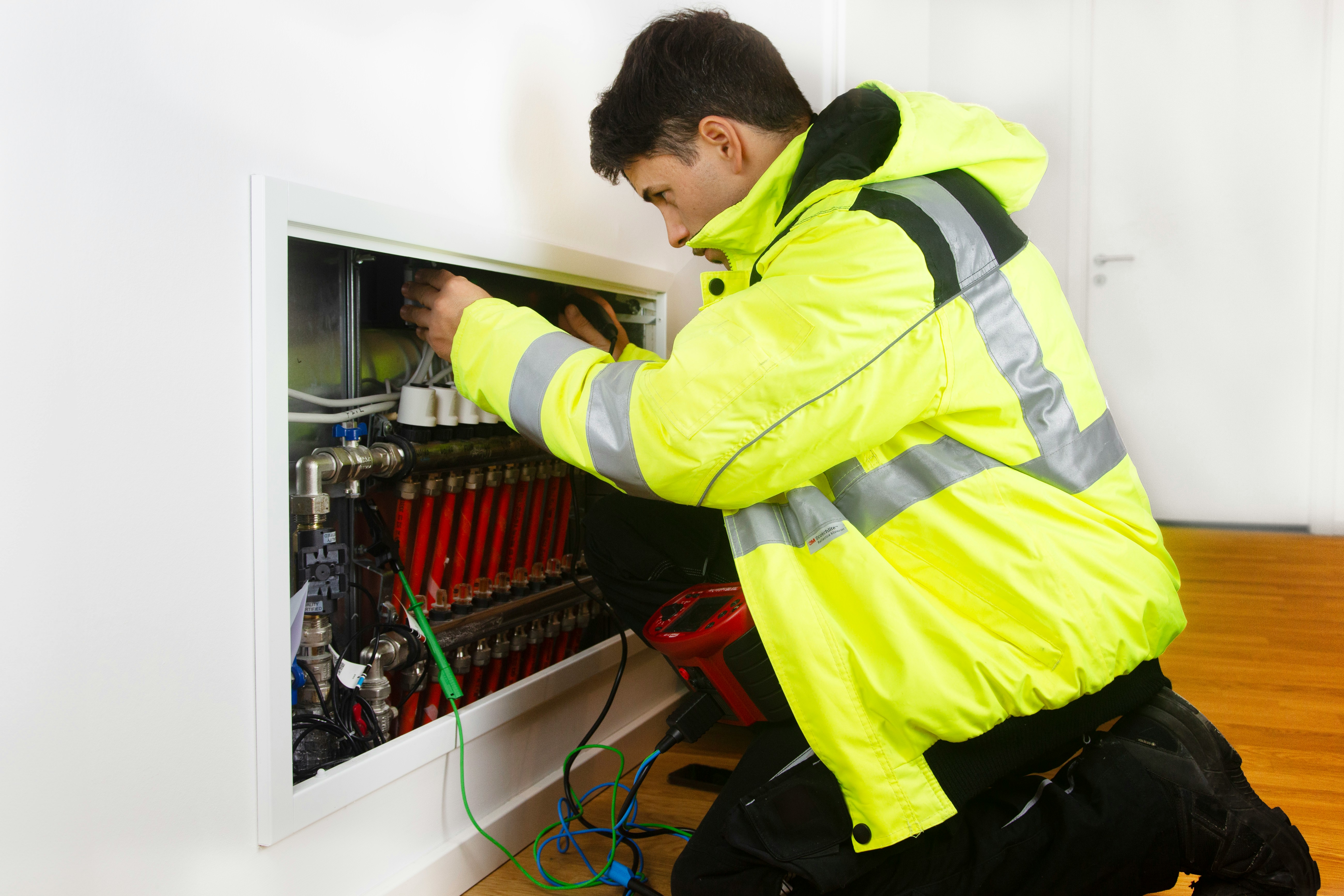 An engineer working on electricity