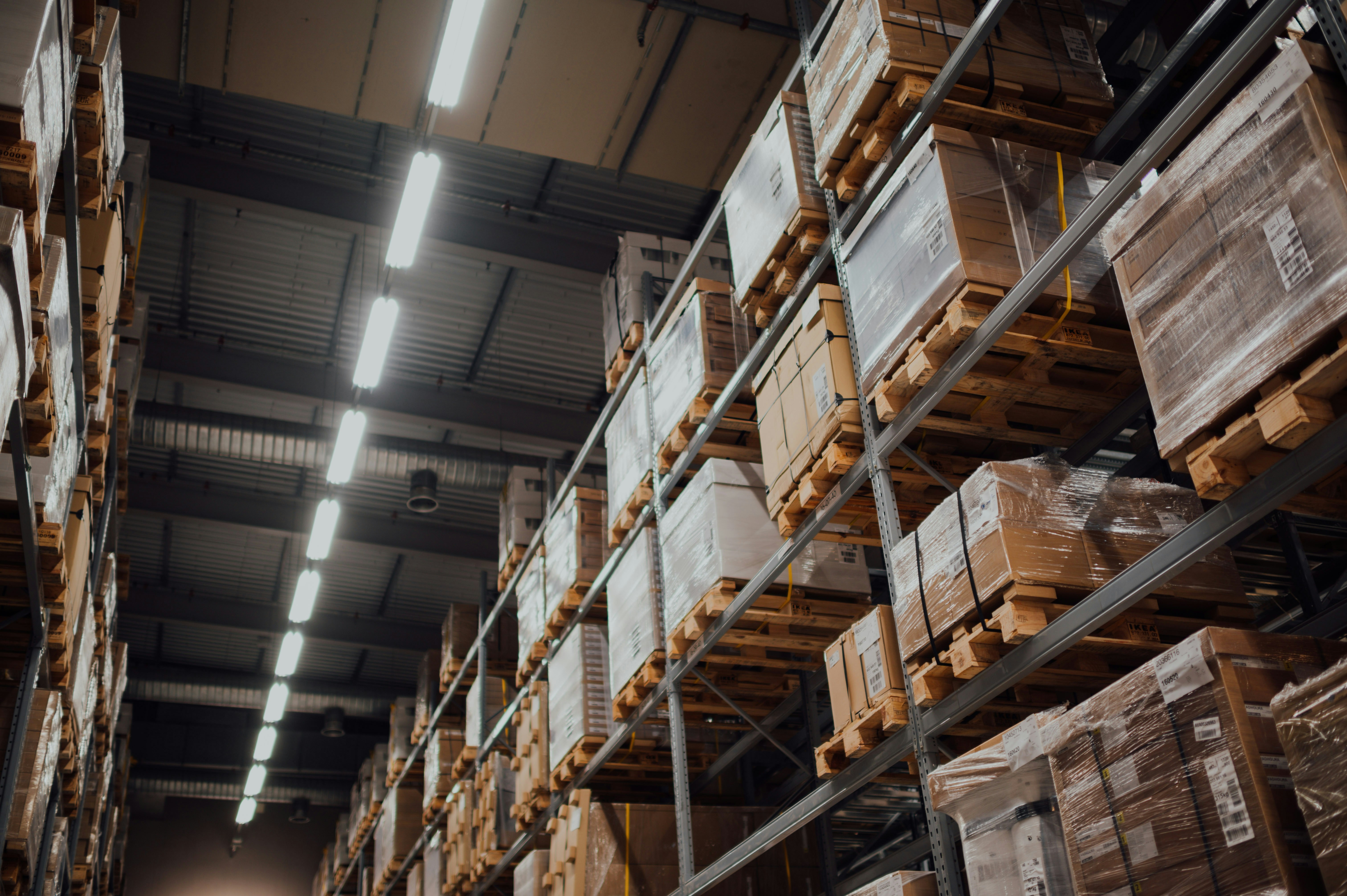 A picture of stacked pallets
